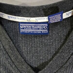 PLUS XXL 2XL Mens Newton Trading Co Gray Ribbed V Neck short sleeve casual Shirt
